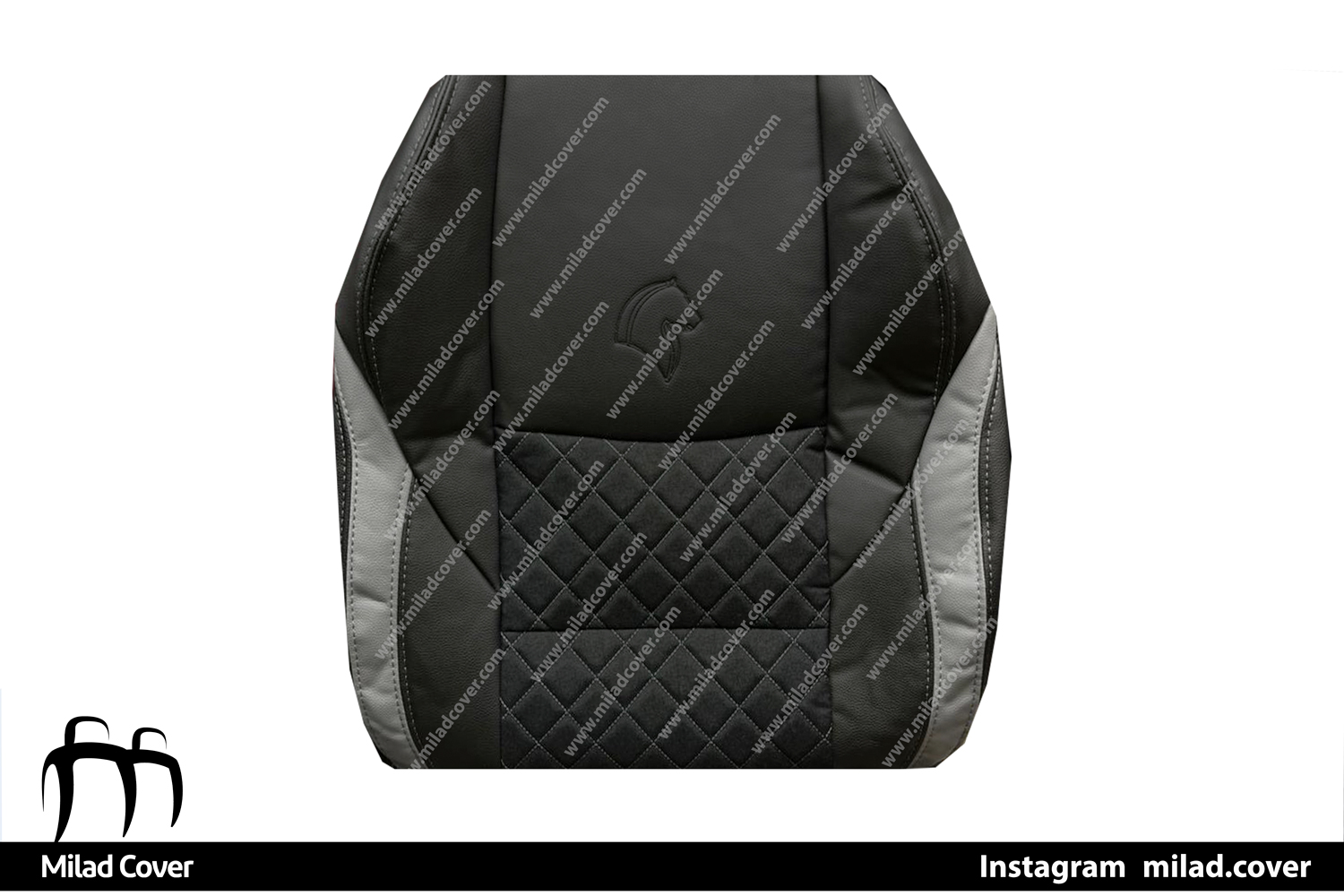 روکش صندلی ریرا پارچه رنگ مشکی و طوسی گلدوزی